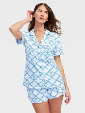 Roller Rabbit x Target Womens Blue Geo Trellis Shorts Pajama Set